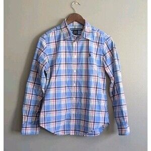 Ralph Lauren Women's Blue Pink Plaid Button-Down Shirt